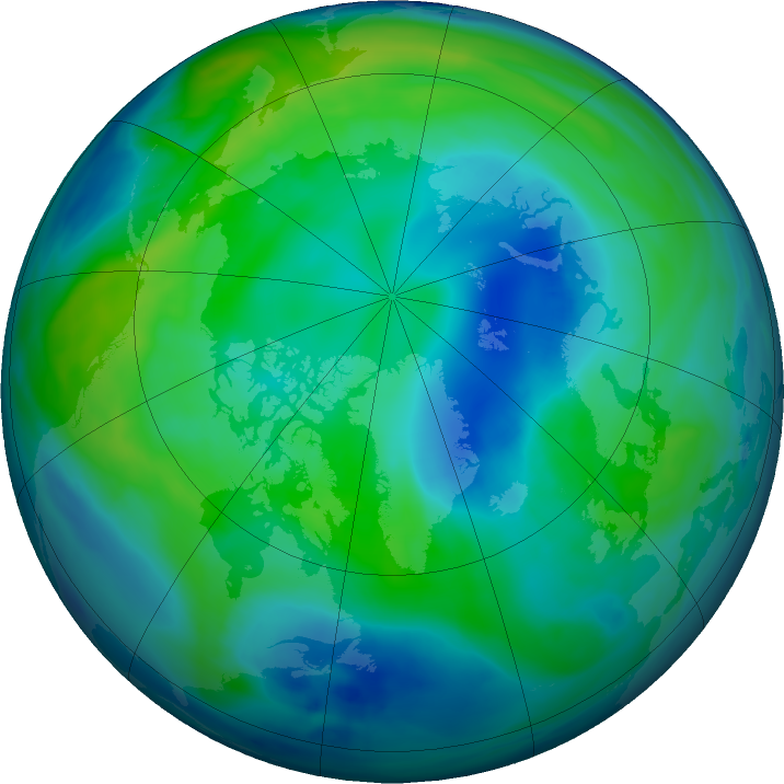Arctic ozone map for 22 October 2016